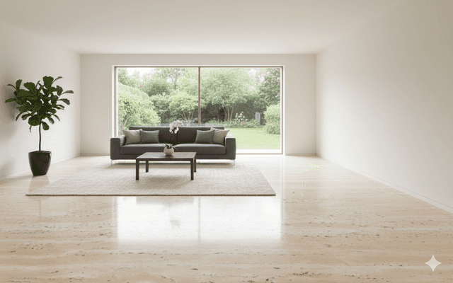 Salle de bain habillée de Travertin